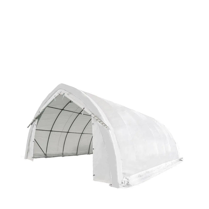 6.1 m x 9.1 m (20' x 30') Arch Wall Peak Ceiling Storage Shelter with Heavy Duty 576 gsm (17 oz) PVC Cover & Drive Through Doors, TMG-ST2032PV (Previously ST2031PV) TMG Industrial Australia