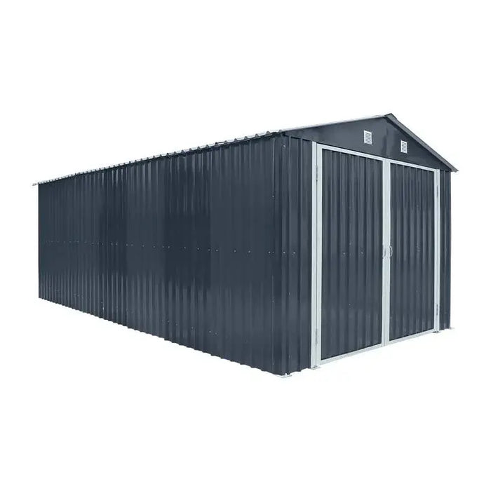 Pro Series 3 x 6 m Metal Garage Shed with Double Front Doors and Side Entry Door, 2.4 m Peak Height TMG-MS1020B TMG Industrial Australia