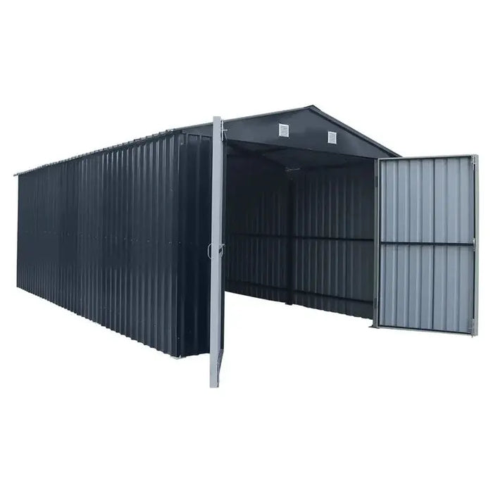 Pro Series 3 x 6 m Metal Garage Shed with Double Front Doors and Side Entry Door, 2.4 m Peak Height TMG-MS1020B TMG Industrial Australia