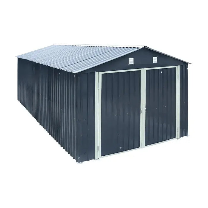 Pro Series 3 x 6 m Metal Garage Shed with Double Front Doors and Side Entry Door, 2.4 m Peak Height TMG-MS1020B TMG Industrial Australia