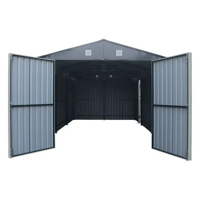 Pro Series 3 x 6 m Metal Garage Shed with Double Front Doors and Side Entry Door, 2.4 m Peak Height TMG-MS1020B TMG Industrial Australia