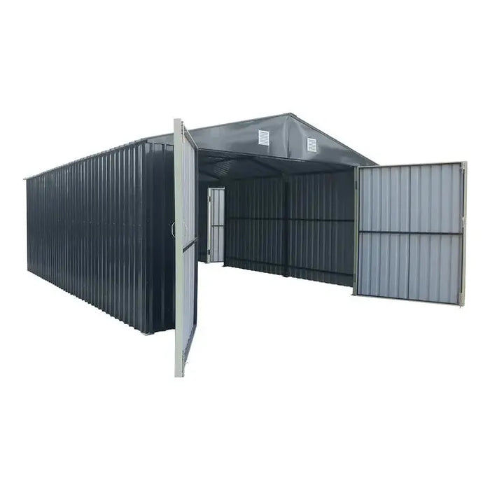 Pro Series 4 x 6 m Metal Garage Shed with Double Front Doors and Side Entry Door, 2.6 m Peak Height TMG-MS1320B TMG Industrial Australia