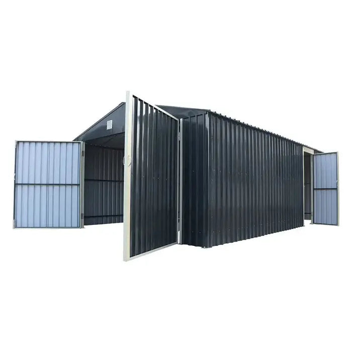 Pro Series 4 x 6 m Metal Garage Shed with Double Front Doors and Side Entry Door, 2.6 m Peak Height TMG-MS1320B TMG Industrial Australia