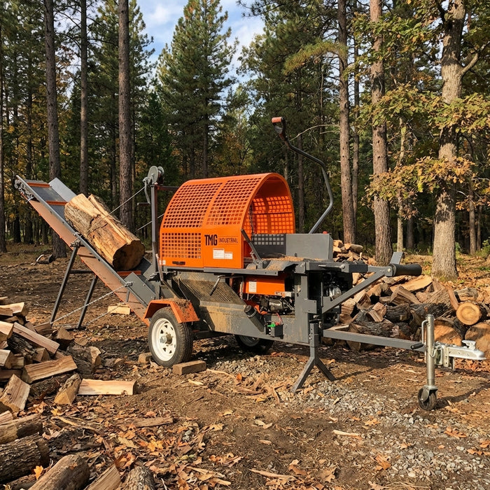 Firewood Processor with Conveyor, 15 HP Gas Engine, 18" STIHL® Chainsaw, ∅15" x 24" Log Capacity TMG-GLS16 TMG Industrial CA