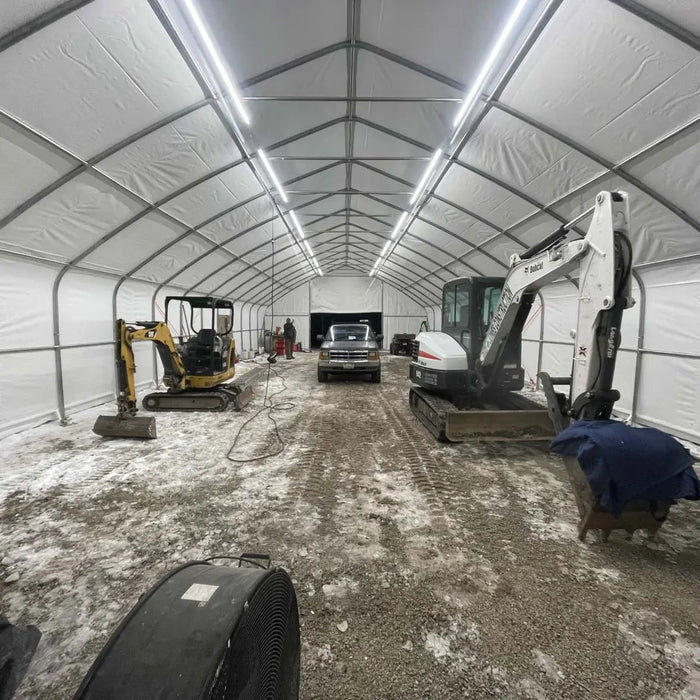 30' x 50' Straight Wall Peak Ceiling Storage Shelter with Heavy Duty 11 oz PE Cover & Drive Through Doors, TMG-ST3050E(Previously ST3050) TMG Industrial AU