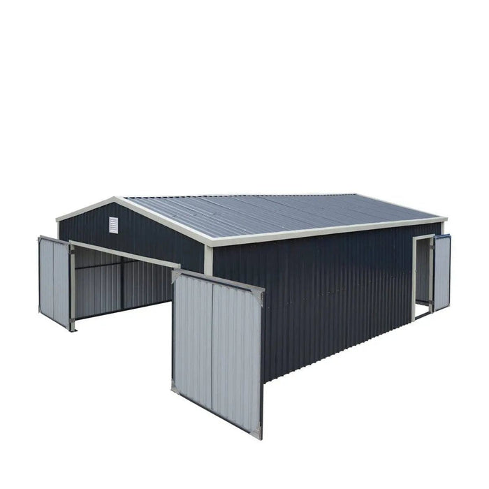 5 x 7.5 m Metal Garage Shed with Double Front & Side Doors, 3.0 m Peak Height, TMG-MS1624