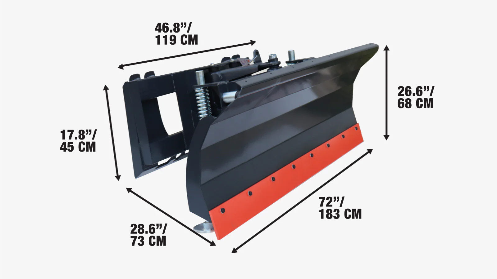 1.8 m Skid Steer Dozer Blade / Material Pusher, Bolt-On Cutting Edge, 30° Left/Right, TMG-DB72-specifications-image