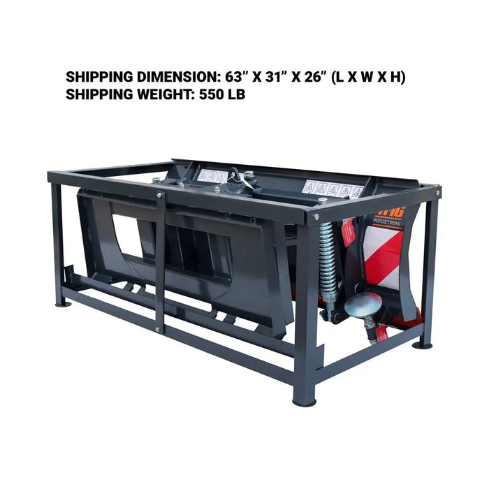 TMG Industrial 60” Skid Steer Dozer Blade/Snow Pusher, 30° Left & Right, Bolt-On Cutting Edge, Adjustable Skid Shoes, Universal Quick Mount, TMG-DB60