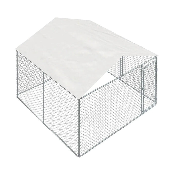 TMG Industrial 10’ x 10’ Outdoor Dog Kennel Playpen w/Cover, Outdoor Dog Runner, Pet Exercise House, Lockable Gate, 6’ Chain-Link Fence, TMG-DCP1010