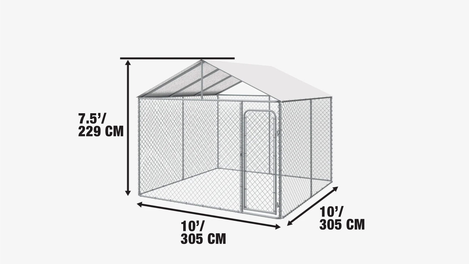 3 x 3 m Outdoor Dog Kennel Playpen with PE Cover, Locking Gate, 1.85 m Chain-link Fence, TMG-DCP1010-specifications-image