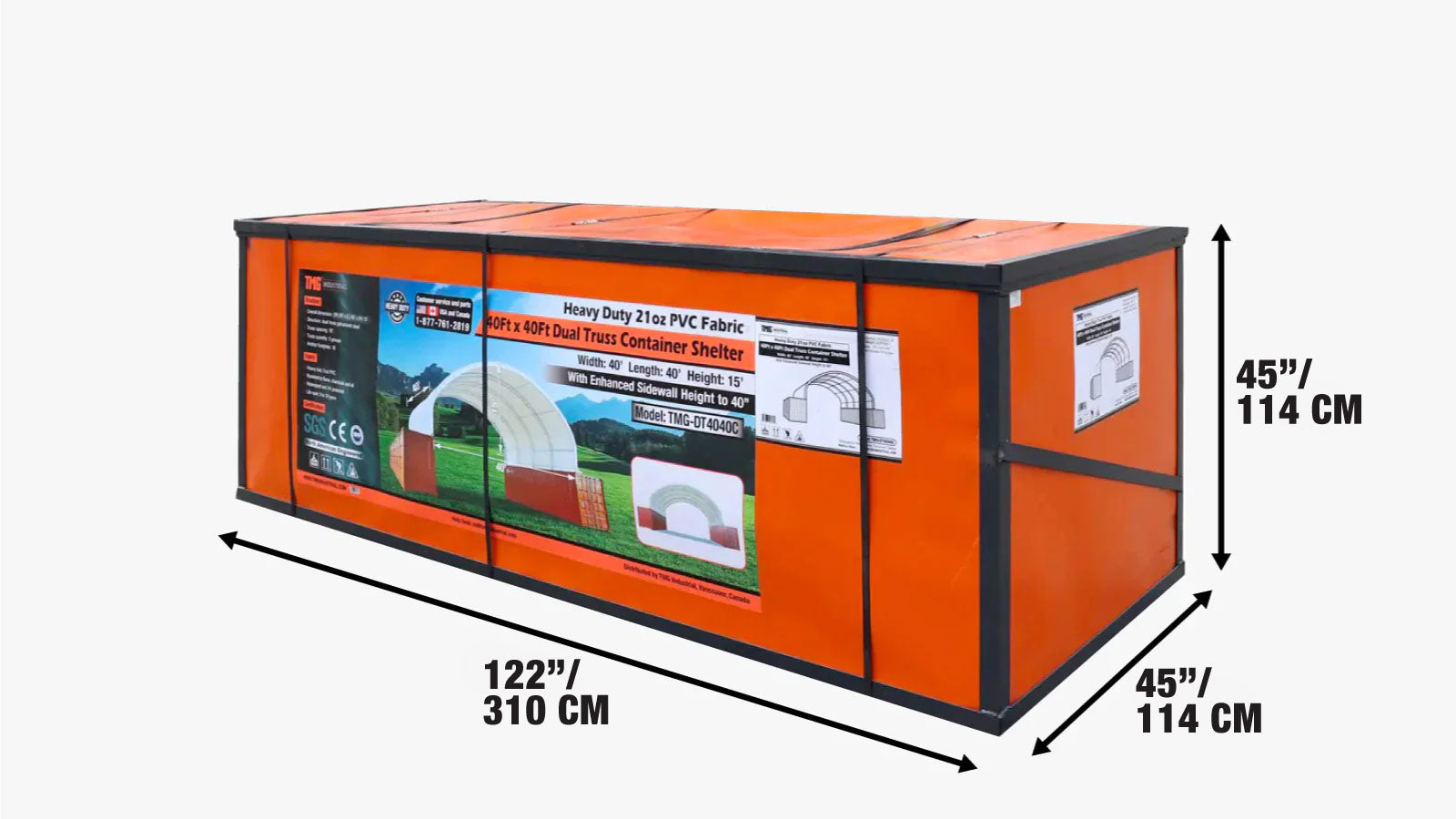 12 x 12m Dual Truss Container Shelter with Heavy-Duty 710 gsm PVC Cover, TMG-DT4041C-shipping-info-image