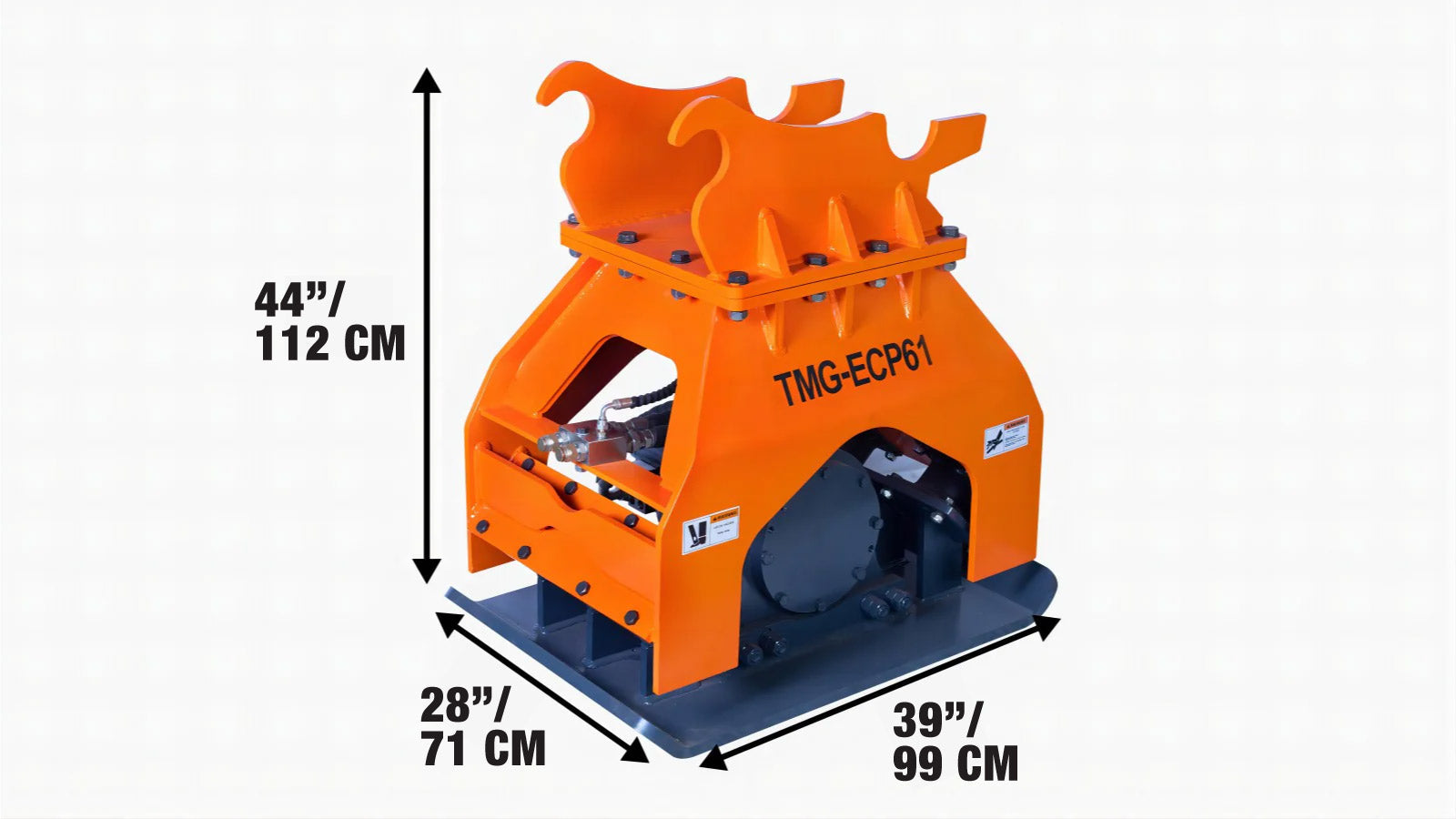 100 kN Hydraulic Plate Compactor for 10–16 Ton Excavators, Quick Change Lugging Mount, TMG-ECP61-specifications-image