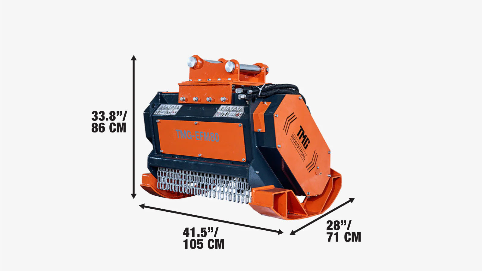 762 mm (30″) Heavy‑Duty Forestry Brush Mulcher, Fits 6 to 10 ton Excavators & Backhoes, TMG‑EFM80-specifications-image