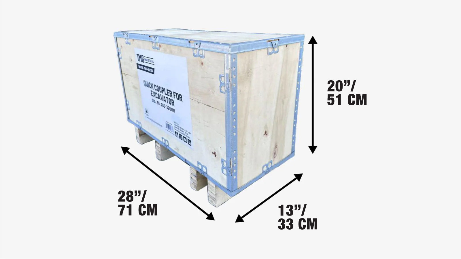Quick Coupler for Excavator, 50mm Pin Dia., 260–320mm Pin Spread, TMG-EQC50-shipping-info-image