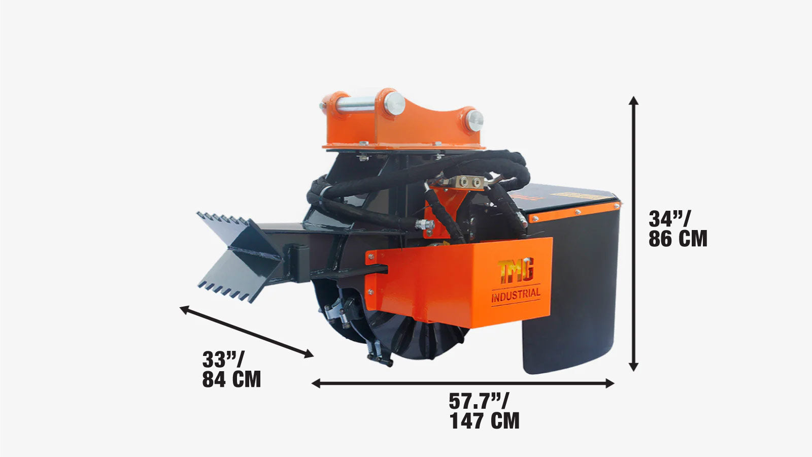 470 mm (18″) Excavator Stump Grinder Attachment, 3 - 7 ton Excavators and Backhoes, TMG‑ESG18-specifications-image