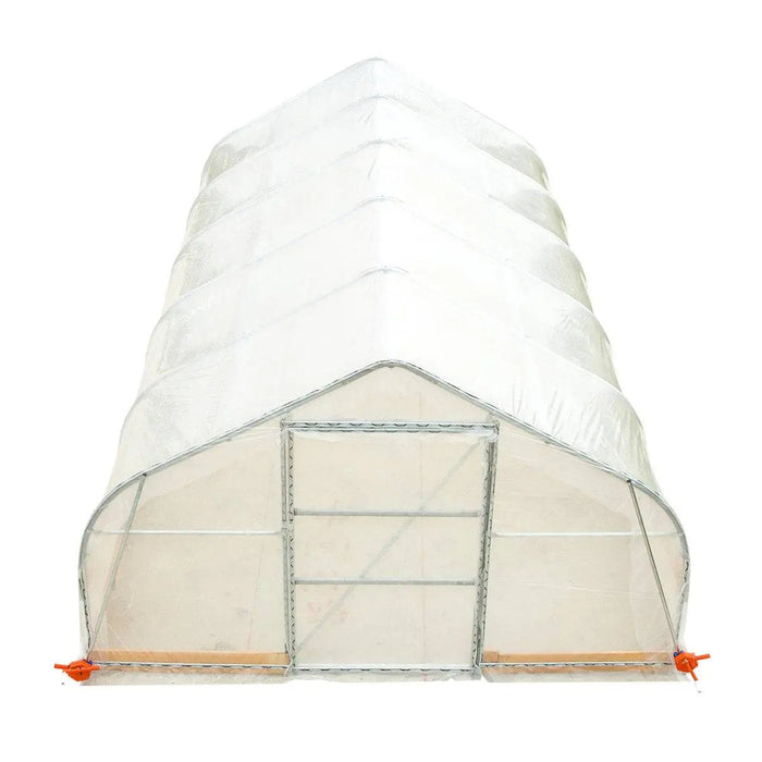 TMG Industrial 12’ x 20’ Tunnel Greenhouse Grow Tent w/6 Mil Clear EVA Plastic Film, Cold Frame, Hand Crank Roll-Up Sides, Peak Ceiling Roof, TMG-GH1220