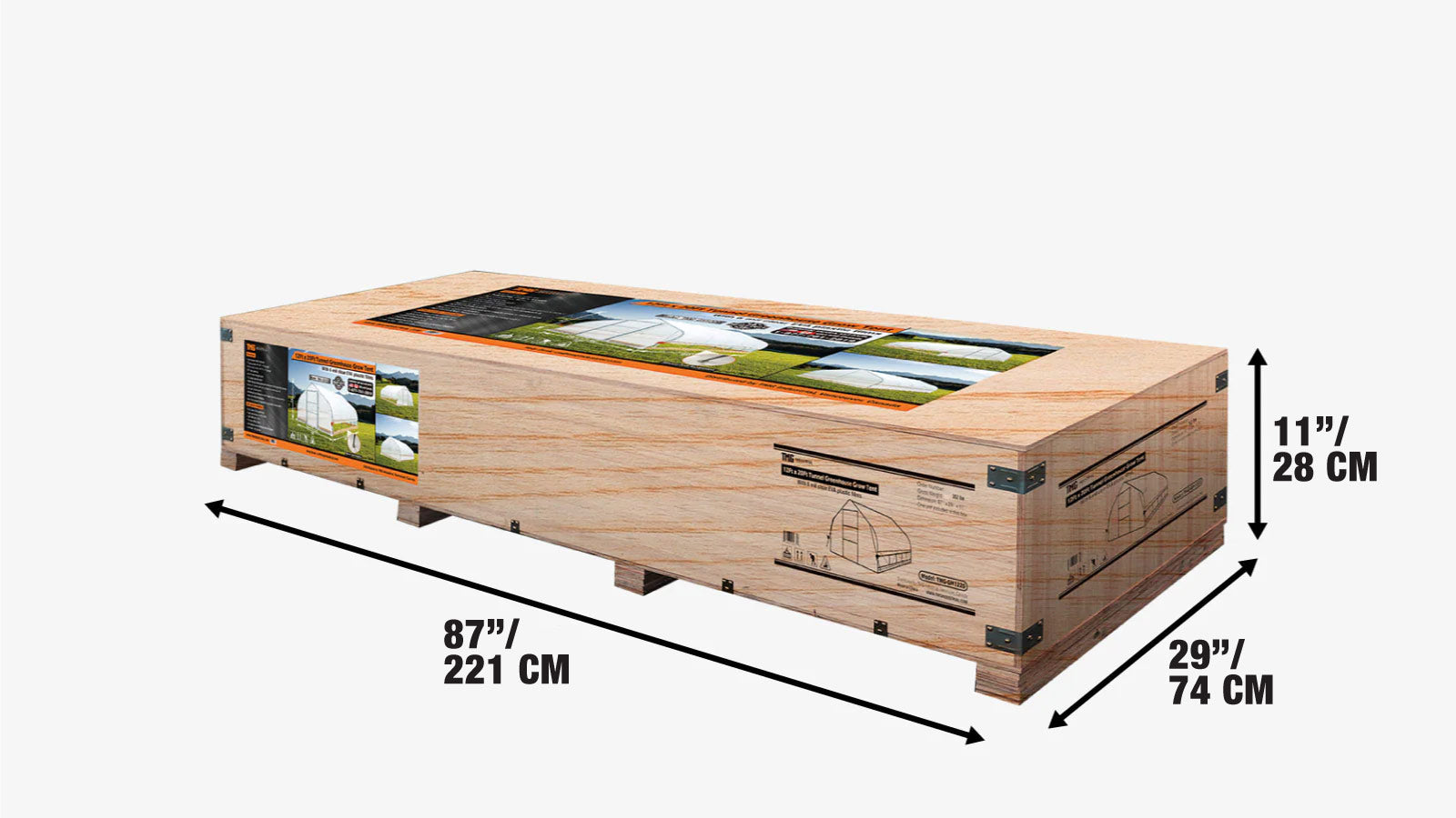 3.7 x 6.5 m Tunnel Greenhouse Grow Tent with 6 Mil Clear EVA Film, Roll-Up Sides, TMG-GH1220-shipping-info-image