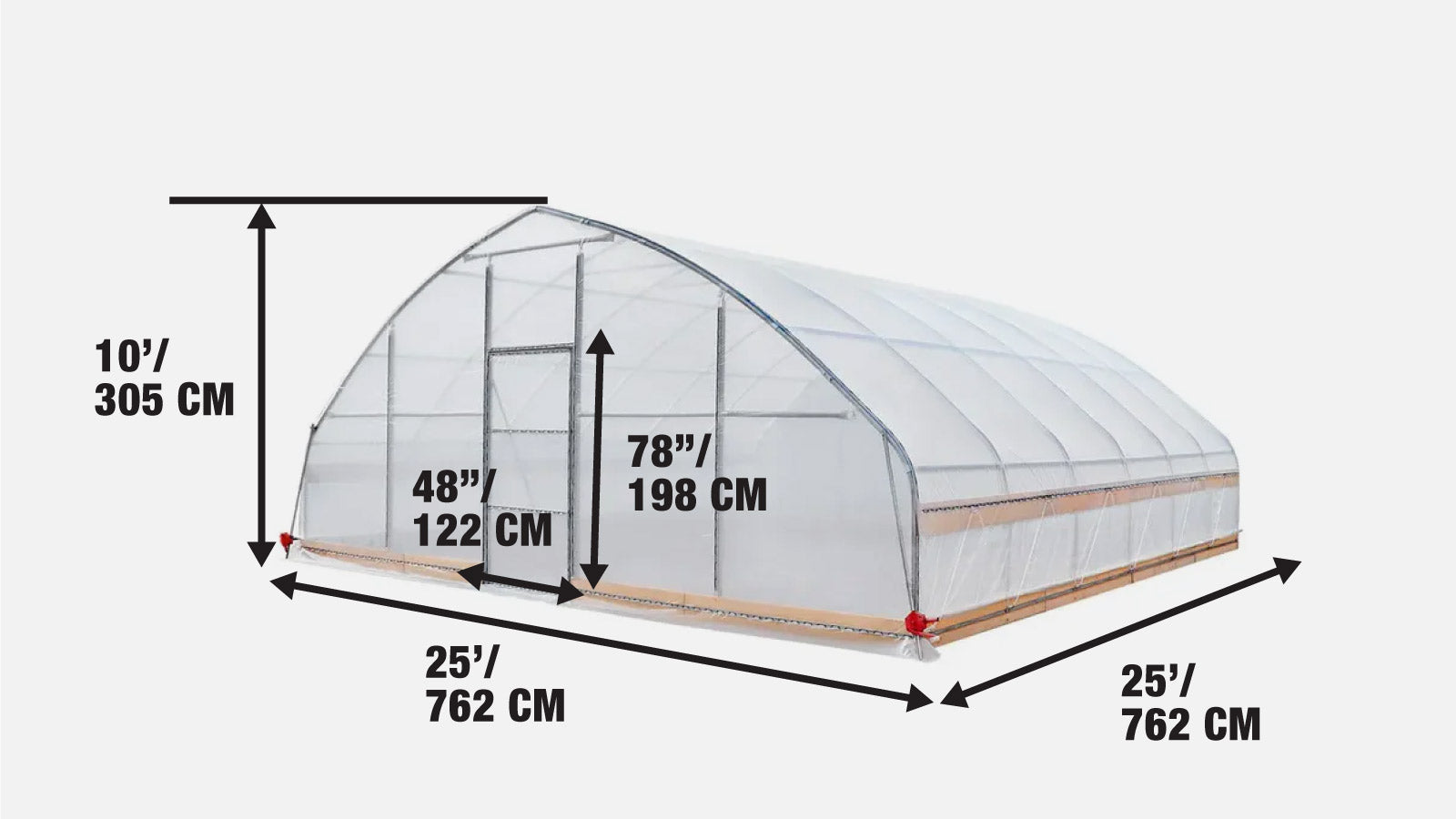 7.6 x 7.6 m Tunnel Greenhouse Grow Tent w/6 Mil Clear EVA Film, Roll-Up Sides, TMG-GH2525-specifications-image