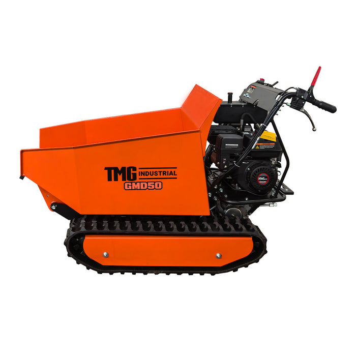 1,100 lb Tracked Dumper, Hydraulic Tipping, 196cc 6.5 HP Gas Engine, 3-Speed Transmission, TMG-GMD50 TMG Industrial CA