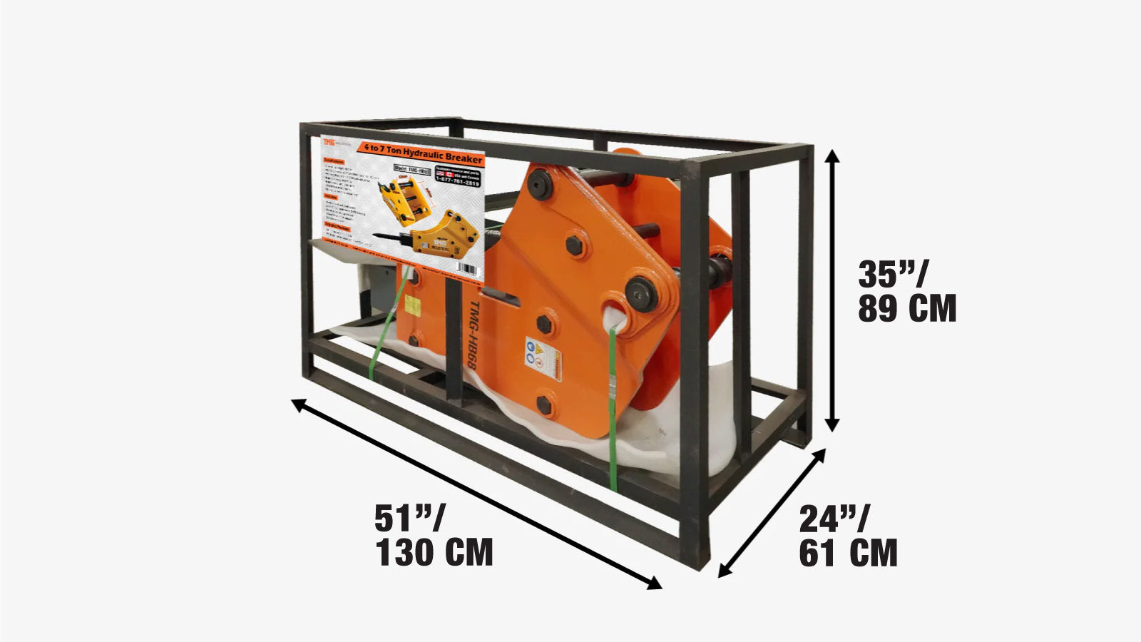 Hydraulic Breaker for 4–7 Ton Excavators, Pin Grabber Lugging Coupler, TMG-HB68-shipping-info-image