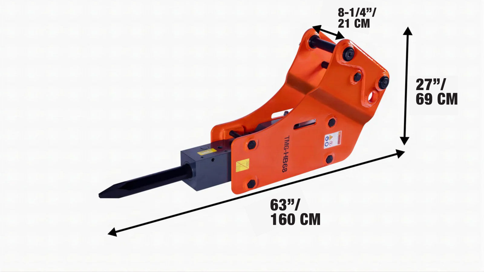 Hydraulic Breaker for 4–7 Ton Excavators, Pin Grabber Lugging Coupler, TMG-HB68-specifications-image