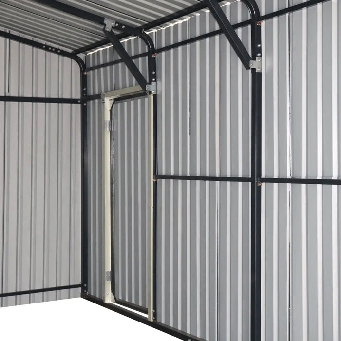 TMG Industrial 16’ x 24’ Metal Garage Shed with Double Front Doors, 10’ Peak Height, Side Entry Door, 384 Sq-Ft Floor Space, TMG-MS1624