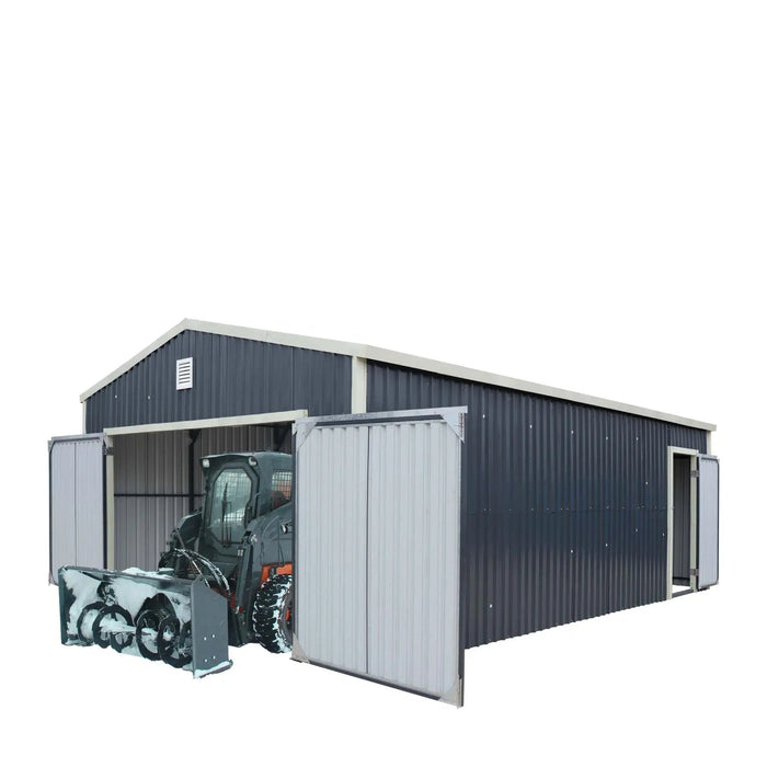 5 x 7.5 m Metal Garage Shed with Double Front & Side Doors, 3.0 m Peak Height, TMG-MS1624