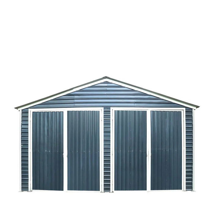 TMG Industrial 20’ x 20’ Metal Garage Shed with 9' High Double Front Doors, 13' Peak Height, Side Entry Door, 400 Sq-Ft Floor Space, TMG-MS2020