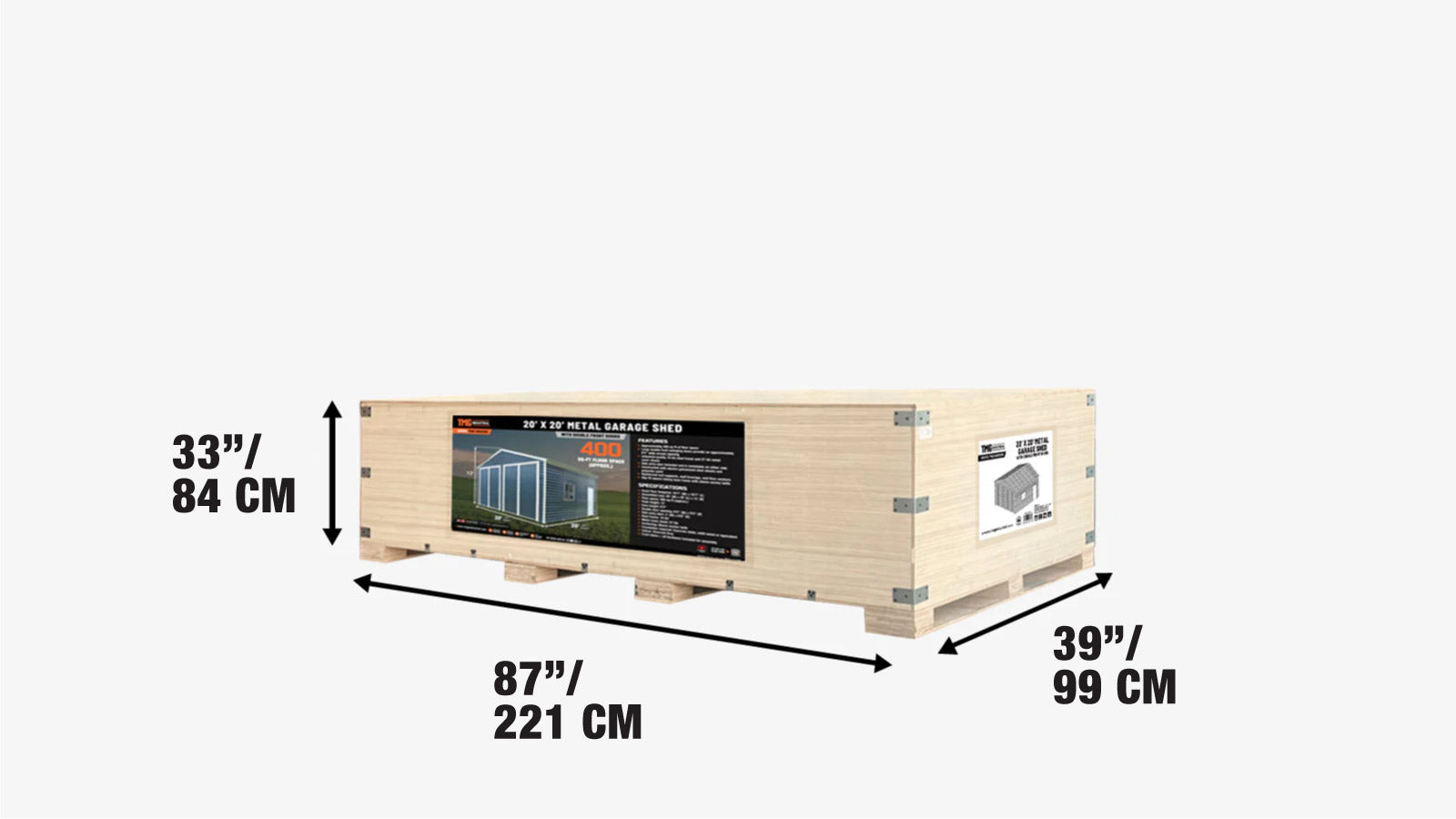6 x 6 m Metal Garage Shed with Double Front & Side Doors, 4 m Peak Height, TMG-MS2020-shipping-info-image