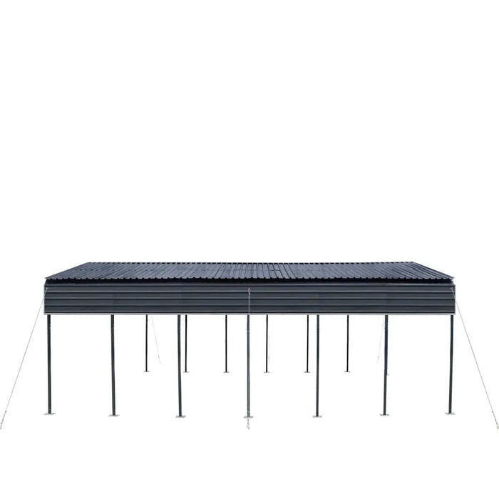 TMG Industrial 20’ x 30’ Metal Shed Carport, 10’ Open Sidewalls, 600 Sq-Ft, 27 GA Corrugated Panels, TMG-MSC2030