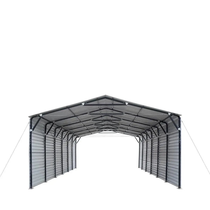 TMG Industrial 20’ x 30’ Metal Shed Carport, 10’ Enclosed Sidewalls, 600 Sq-Ft, 27 GA Corrugated Panels, TMG-MSC2030F