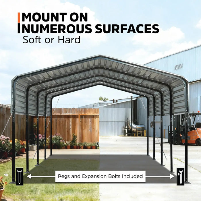 3.6 x 6 m Metal Shed Carport with 2.4 m Open Sidewalls, 2.9 m Peak Height, TMG-MSC1220 TMG Industrial