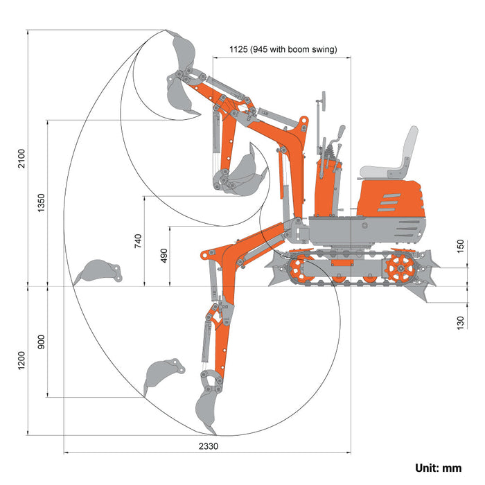 1365 Lb Mini Compact Excavator, 306cc/8.5HP Gas Engine, 11-½" Bucket Width, 2000 Lb Digging Force, TMG-MVE05 TMG Industrial CA