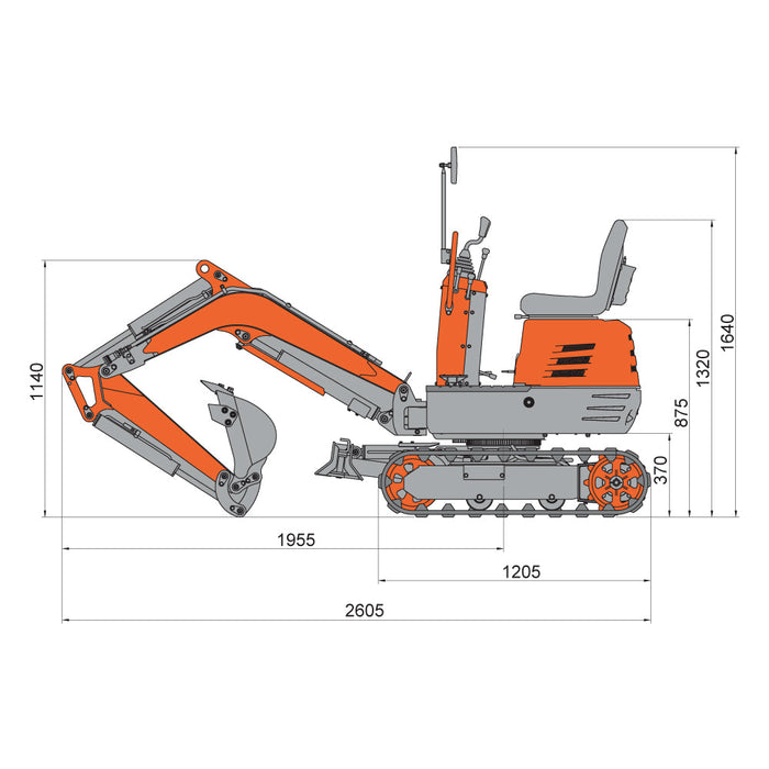 830 kg Mini Compact Excavator, 306cc/8.5 HP Gas Engine, 310 mm Bucket Width, 1179 kg Digging Force, TMG-MVE06 TMG Industrial CA