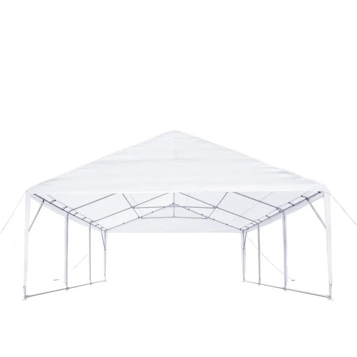 TMG Industrial 20’ x 20’ Heavy Duty Outdoor Party Tent, PE Tarpaulin Fabric, 6’6” Overhead, 10’ Peak Ceiling, TMG-PT2020A