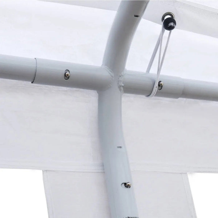 TMG Industrial 20’ x 20’ Heavy Duty Outdoor Party Tent, PE Tarpaulin Fabric, 6’6” Overhead, 10’ Peak Ceiling, TMG-PT2020A