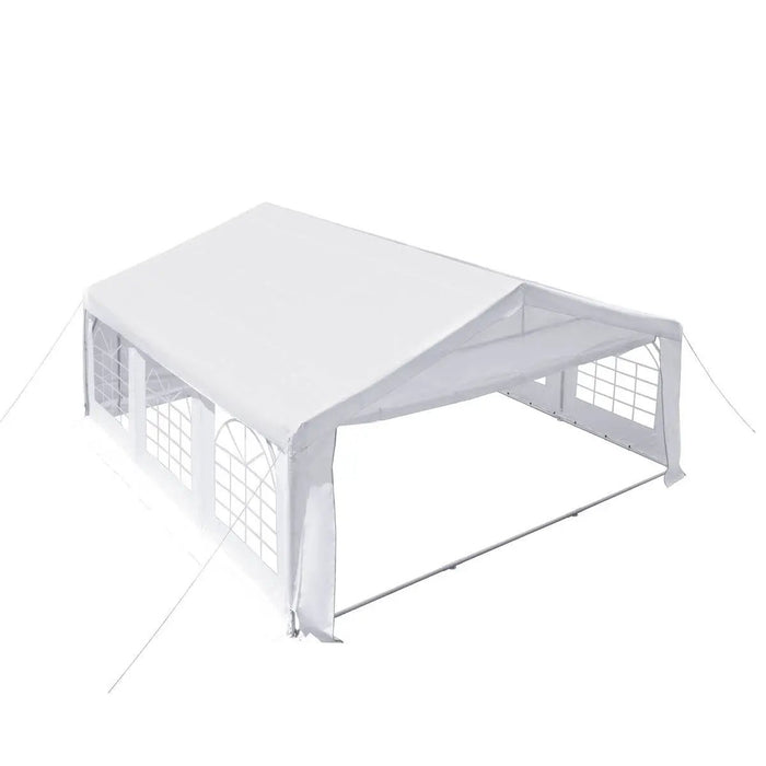 TMG Industrial 20' x 20' Heavy Duty Outdoor Party Tent with Removable Sidewalls and Roll-Up Doors, PE tarpaulin fabric, 6’6” Overhead, 10’ Peak Ceiling, TMG-PT2020F