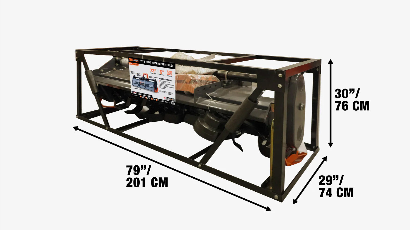 1.8m Rotary Tiller, for 40-60HP Tractors, 3-Point Hitch Category 1&2 TMG-RT185-shipping-info-image