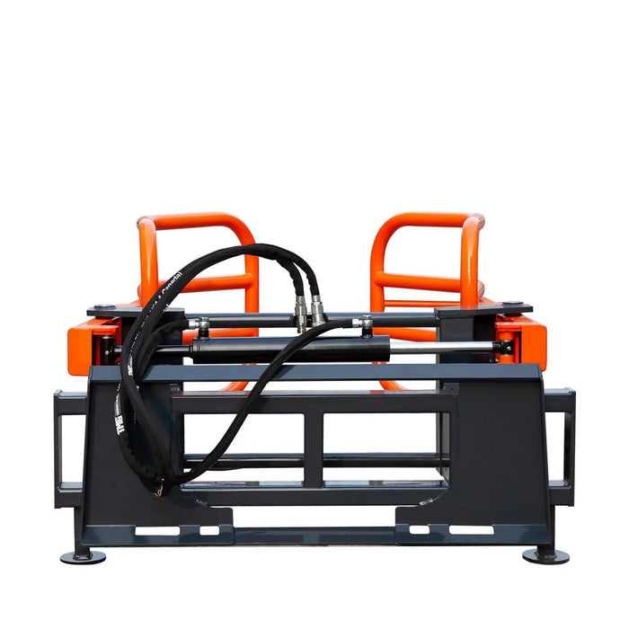 TMG Industrial 72” Skid Steer Hydraulic Round Bale Gripper/Squeeze, 2500 lb Capacity, 35” Depth, Dual Kickstands, Tubular Arms, Universal Quick-Mount, TMG-SBG72