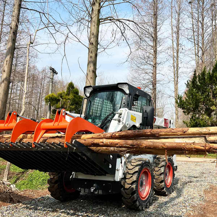 TMG Industrial 72” Skid Steer Skeleton Grapple Attachment, Universal Mount, 34” Arm Opening, 3” Tine Spacing, 2600 lb Weight Capacity, TMG-SG73