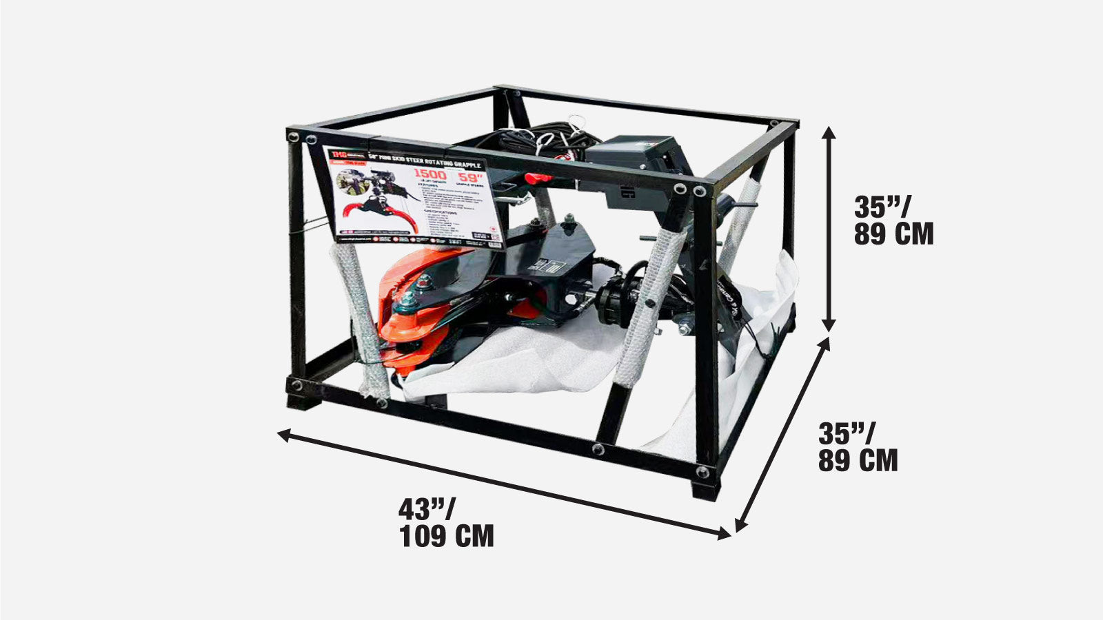 680 kg (1500 lb) Mini Skid Steer Rotating Grapple, 1500 mm (59