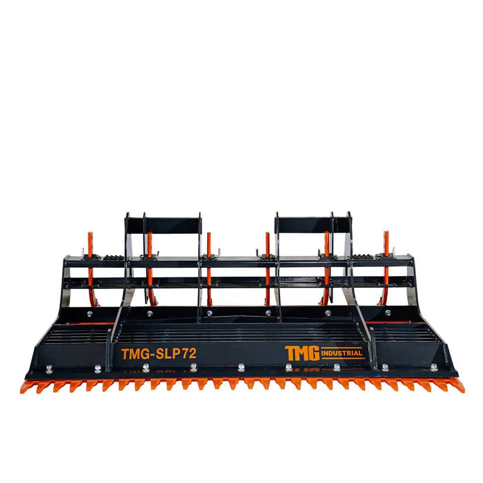 TMG Industrial 72” Skid Steer Land Plane, 6 Adjustable Ripper Teeth, Reversible Planer Comb, Grading, Spreading & Leveling, TMG-SLP72