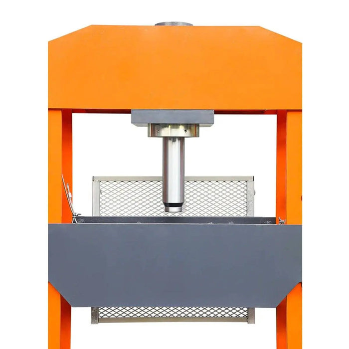 TMG Industrial 100 Ton Capacity Hydraulic Shop Press, Heavy Duty Pressing, Protective Grid Guard, Fully Welded H-Frame, Air & Manual Dual Operation, TMG-SP100