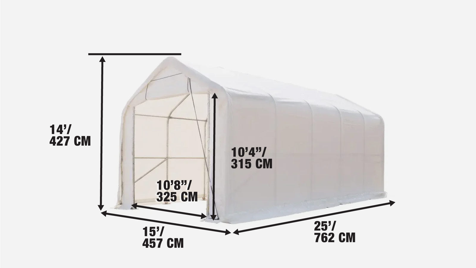4.6 x 7. 5m RV/Motorhome Storage Shelter with Heavy-Duty 570 gsm PVC Cover, TMG-ST1525-specifications-image