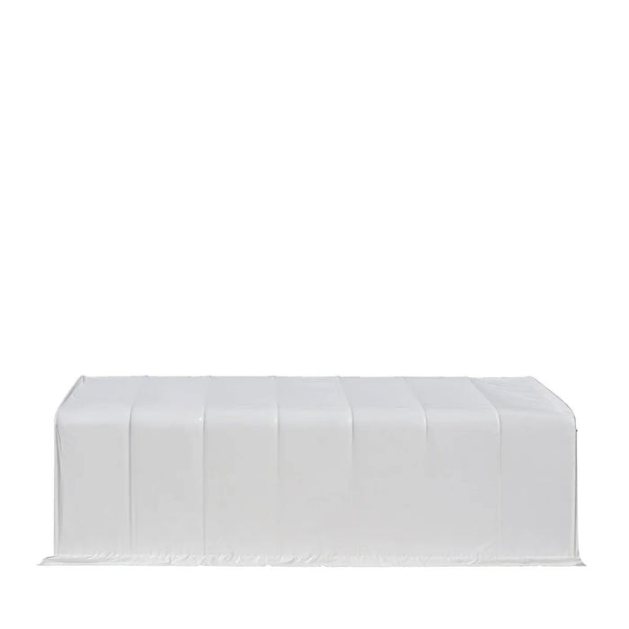 TMG Industrial 15’ x 35’ RV/Motorhome Storage Shelter, 17 oz PVC Fabric Cover, Front Roll-Up Door, Enclosed Rear Wall, 3-Layer Galvanized Steel Frame, 10’ Straight Sidewalls, TMG-ST1535