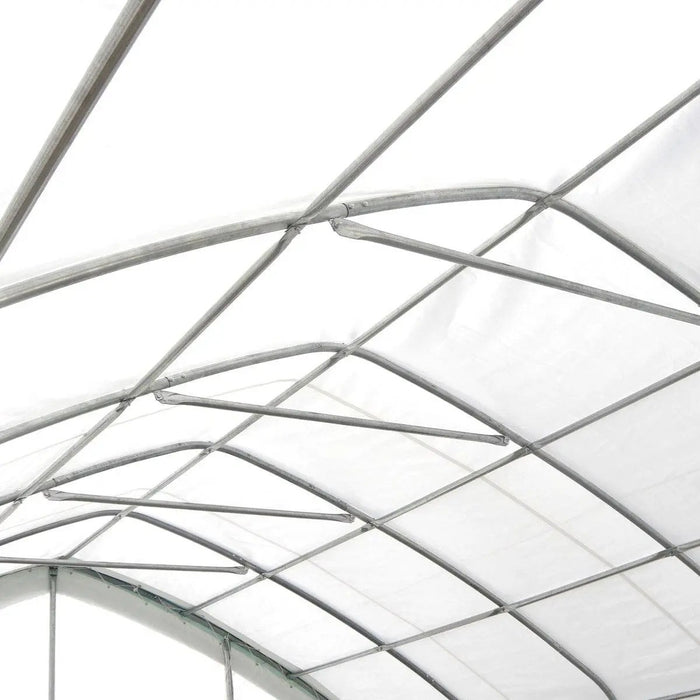 TMG Industrial 20' x 30' Straight Wall Peak Ceiling Storage Shelter with Heavy Duty 17 oz PVC Cover & Drive Through Door, TMG-ST2031V (Previously ST2030V)