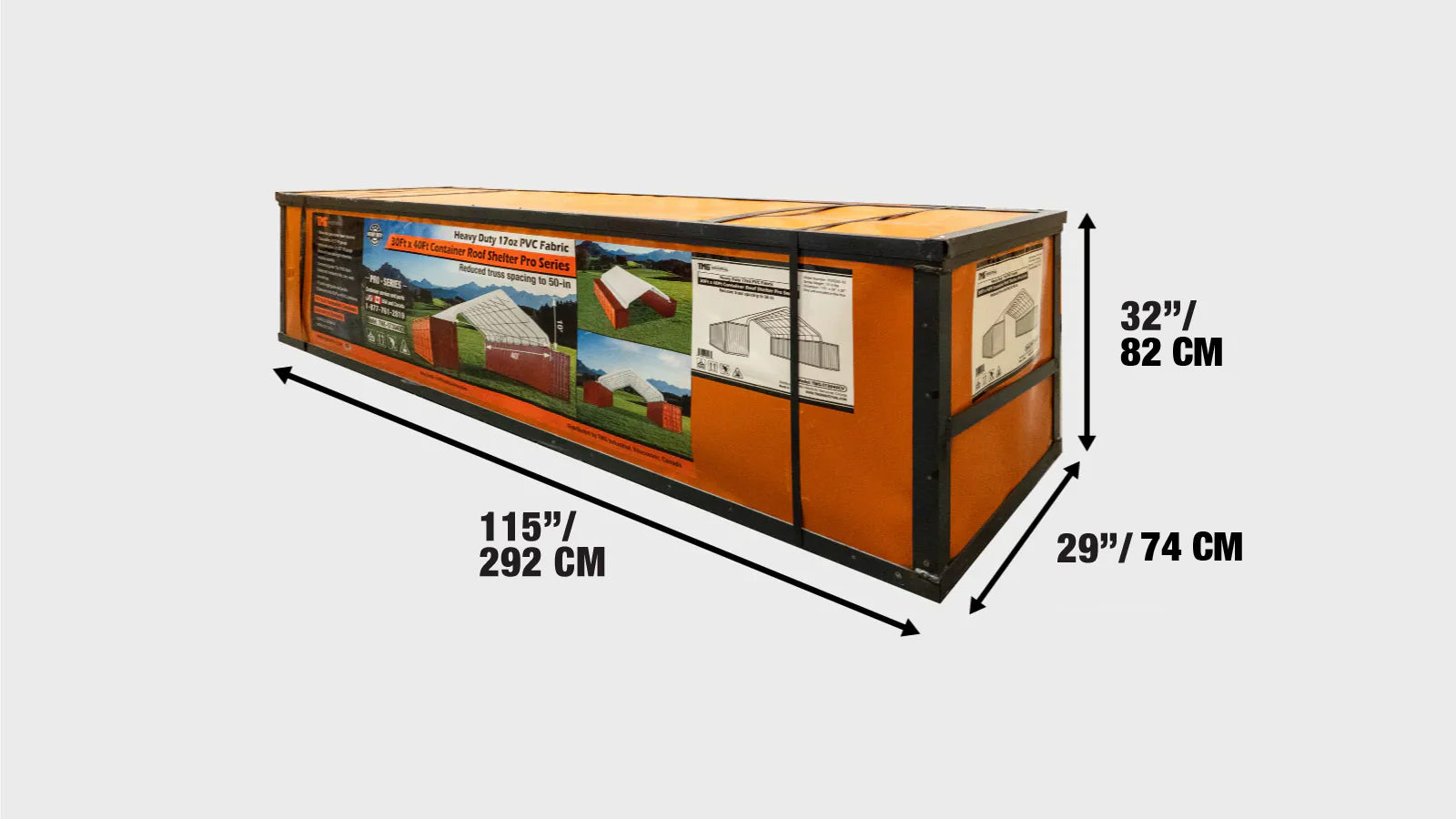 9 x 12m Container Shelter, 580 gsm Fire Retardant PVC Fabric, Water Resistant, UV Protected, TMG-ST3041CV-shipping-info-image