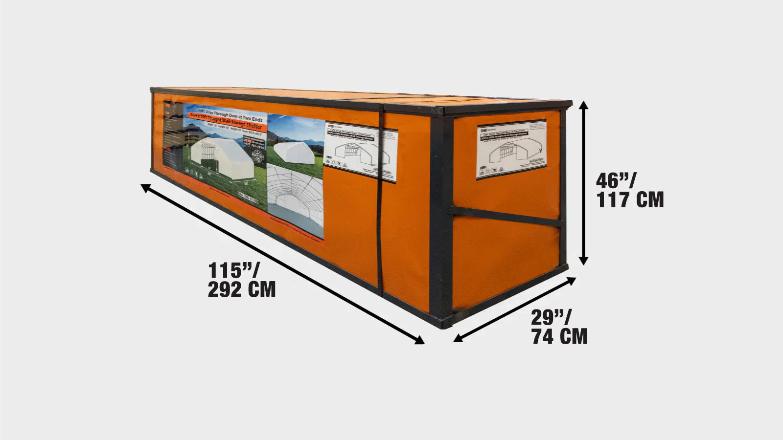 9 x 15 m Straight Wall, Peak Ceiling Storage Shelter with 300 GSM PECover, TMG-ST3050E-shipping-info-image