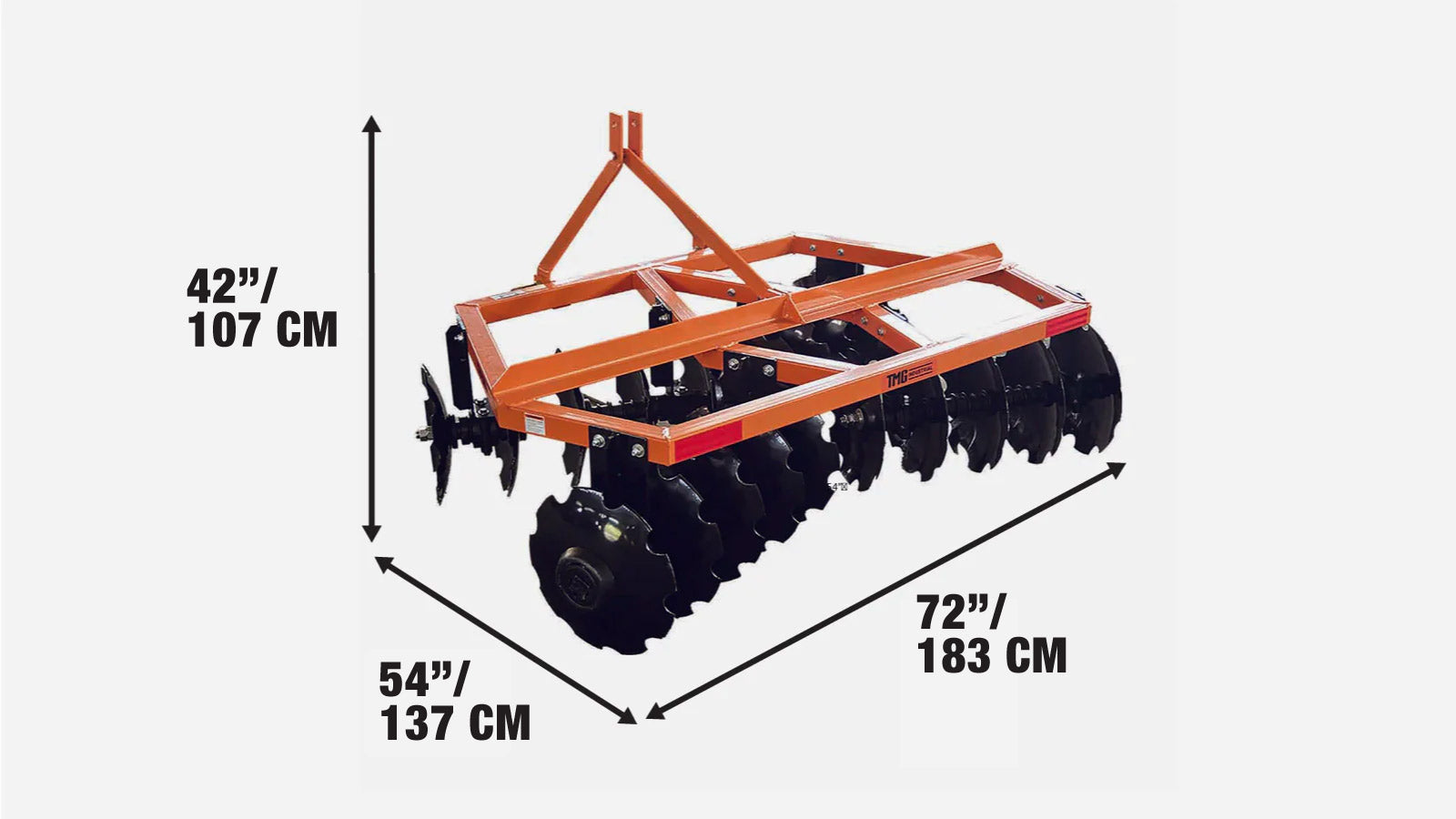1800 mm (72″) Notched Disc Harrow, 3-Point Hitch, CAT 1, 25–45 HP Tractors, TMG-TDH06-specifications-image