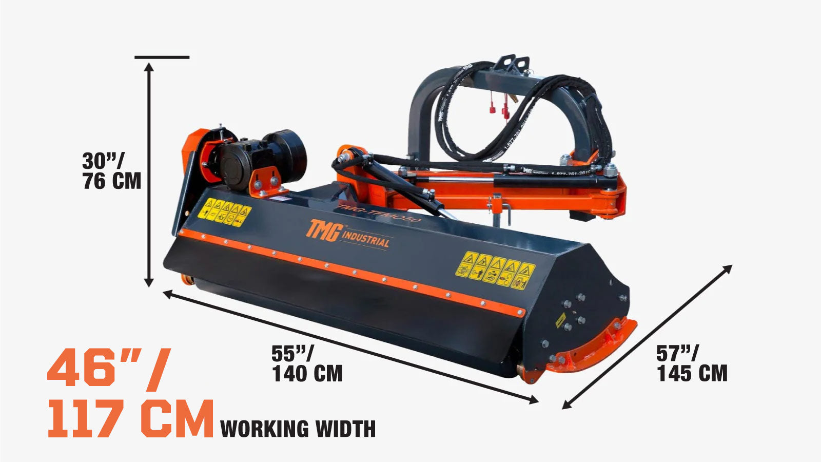 1250 mm (50″) Ditch Bank Flail Mower, Hydraulic Side Offset Verge & Slope Cutter for 20–50 HP Tractors, TMG-TFMO50-specifications-image